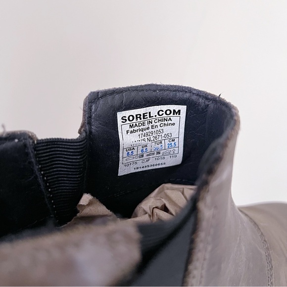 SOREL • Emelie chelsea boots Quarry grey taupe leather waterproof low ankle - Picture 8 of 12